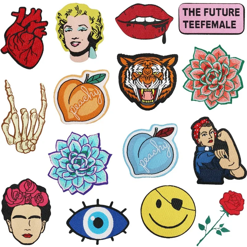 2024 New Embroidery Patch DIY Cartoon Art Peach Girl Stickers Adhesive Badges Iron on Patches Emblem Cloth Bag Skirt Accessories