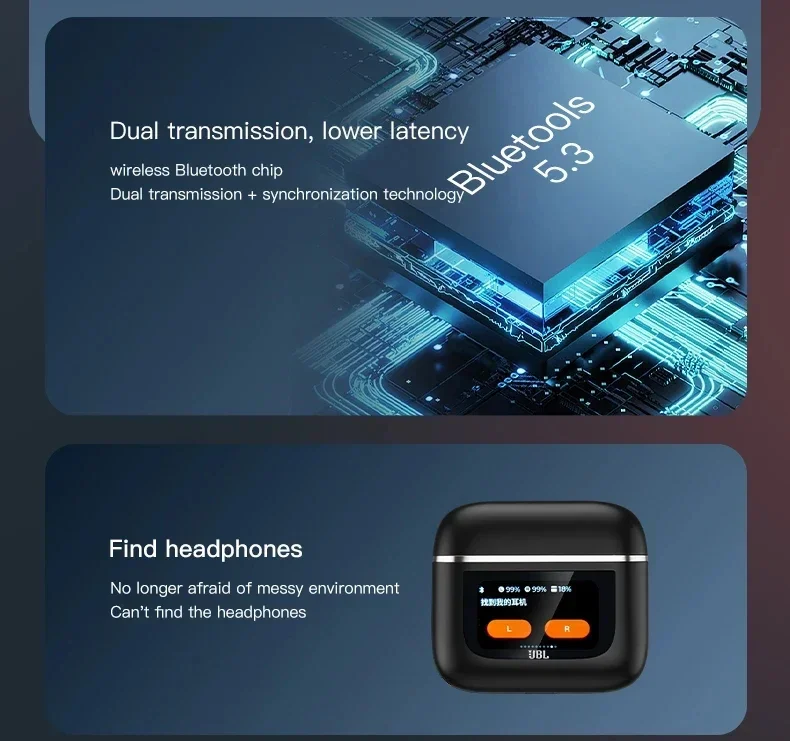 JBL Tour Pro 2 TWS True Wireless Bluetooth Earphones Sound Stereo Sports Headset LED Smart Display - Image 2