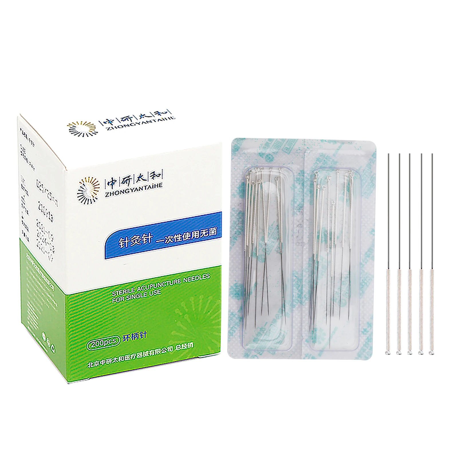 

ZHONGYAN TAIHE 200 Pcs Acupuncture Needle 0.25*25mm Silver Handle Acupuncture Disposable Sterile Beauty Massage Sterilze Needle