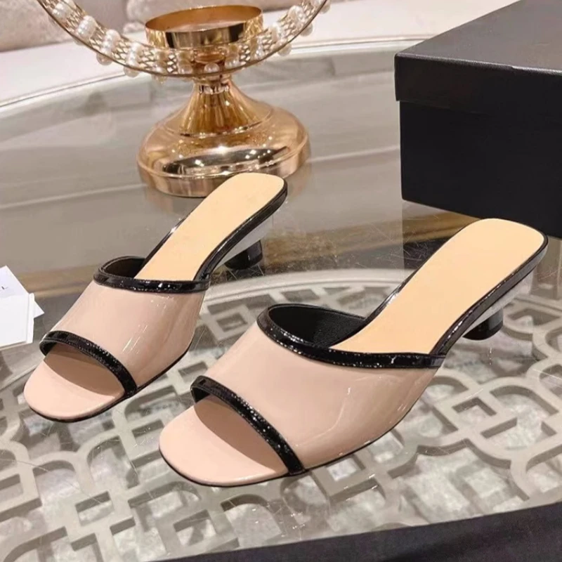 Color Matching Kitten and Slippers Women's 2024 Summer New Style All-Match Outer Wear Slippers