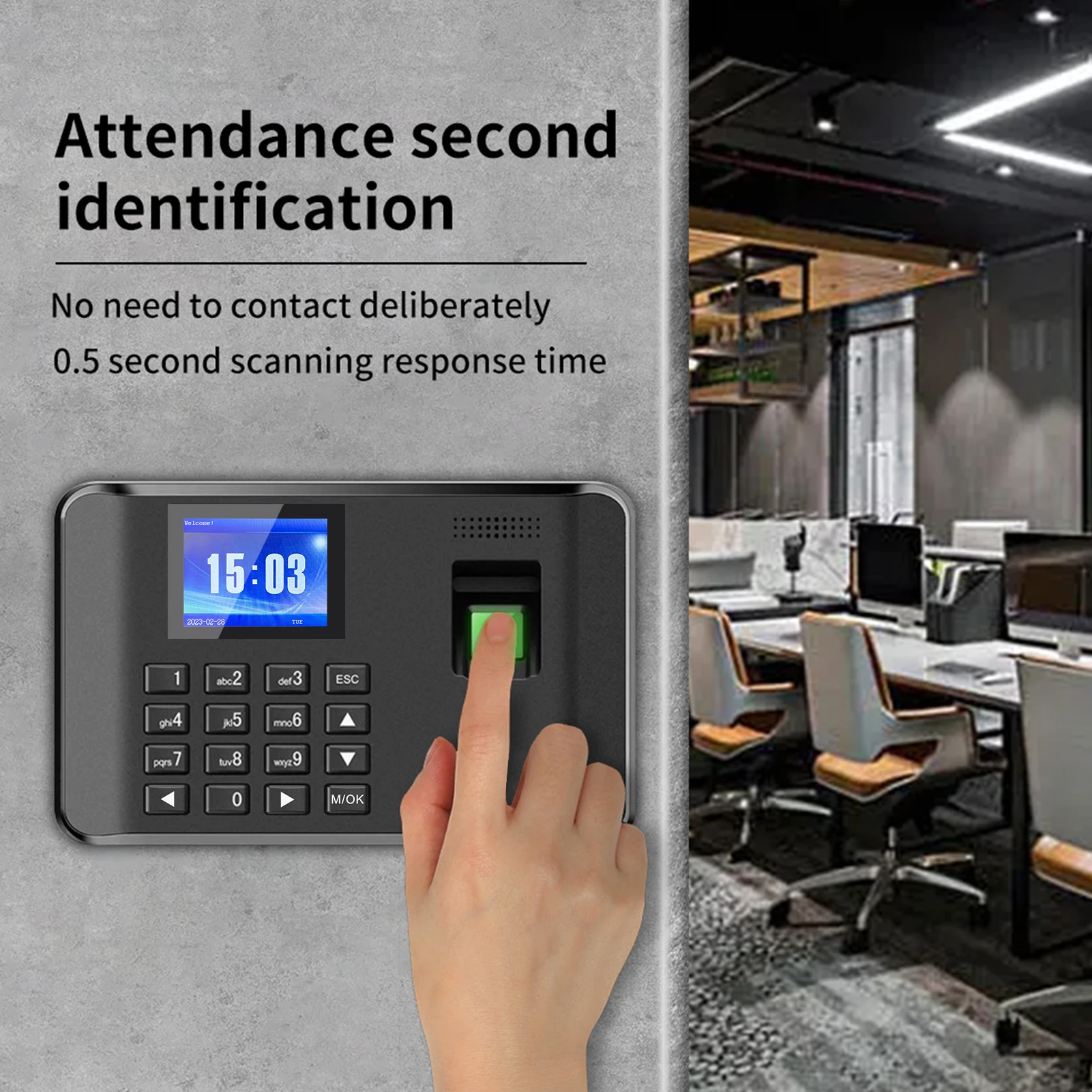 Intelligent Biometric Fingerprint Password Attendance Machine Time Clock Employee Checking-in Recorder LCD Screen Voice Prompt attendance machine