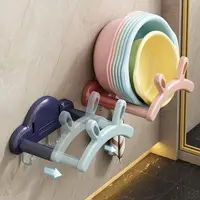 Retractable Wall-mounted Basin Storage Rack Cute Rabbit Ears Bathroom No-punching Shelves Kitchen Pot Cover Board Storage Rack 1