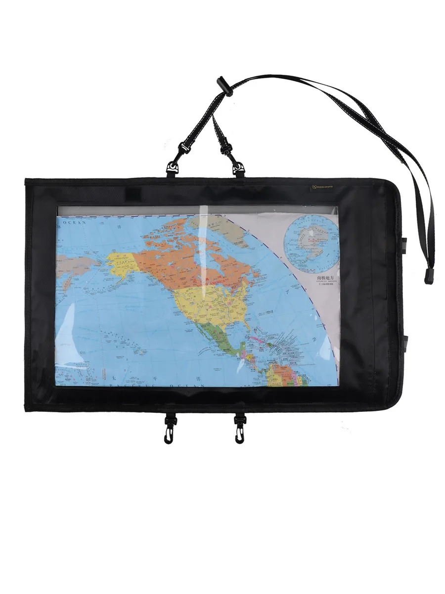 Kosibate Map Bag Waterproof PVC World Map Case Outdoor Cover for Travel Hiking with Clear Window & Lanyard