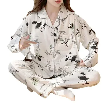 Spring Postpartum Woman Lactation Clothes Set Pajamas Nursing Suits Fashion Print Maternity Feeding Nightgown Cotton Lounge Sets