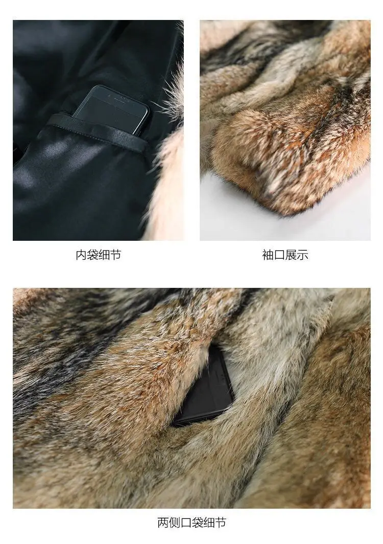 Description Picture 6 of item2023 winter new men's mid length imitation wolf fur fur fur coat fur coat men's loose and fashionable
