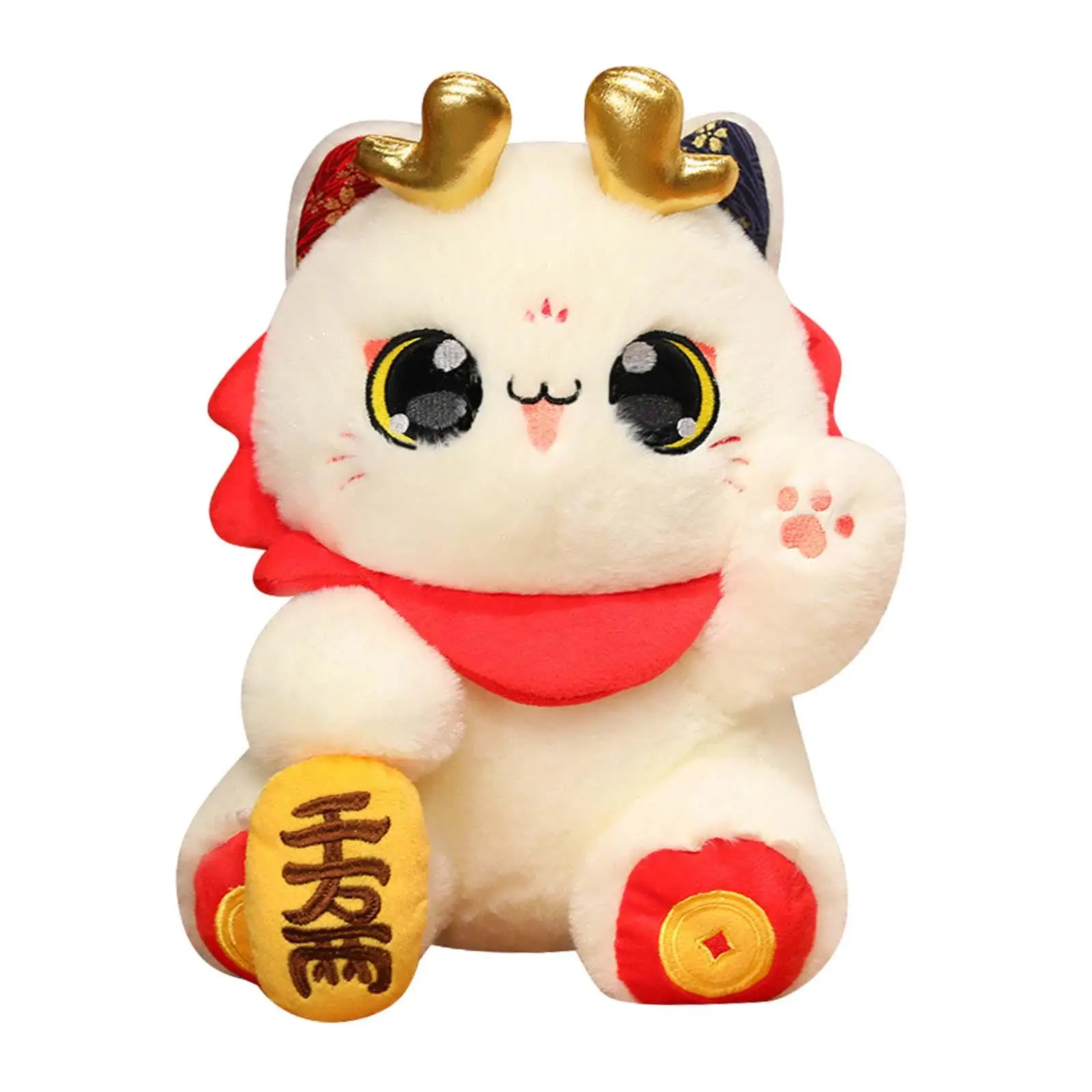 2024 Chinese New Year Cat Decoration Chinchilla Stuffed Animal Cat Toy for Chinese New Year Gatherings Parties Home Living Room