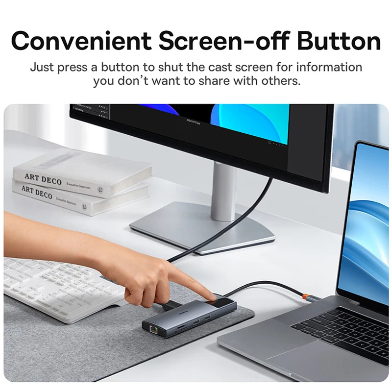 Baseus-hub Usb tipo c 10gbps 4k 60hz Hdmi Rj45 Ethernet pd 100w para Macbook Ipad Sumsang pc Tablet Telefone Usb 3.2 Hub Gen 2 - Imagem 3
