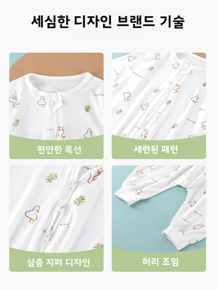 어린이 여름 얇은 모달  잠옷 에어컨 홈 의류 정장 편안한 부드러운 원단  롬퍼 수면 가방