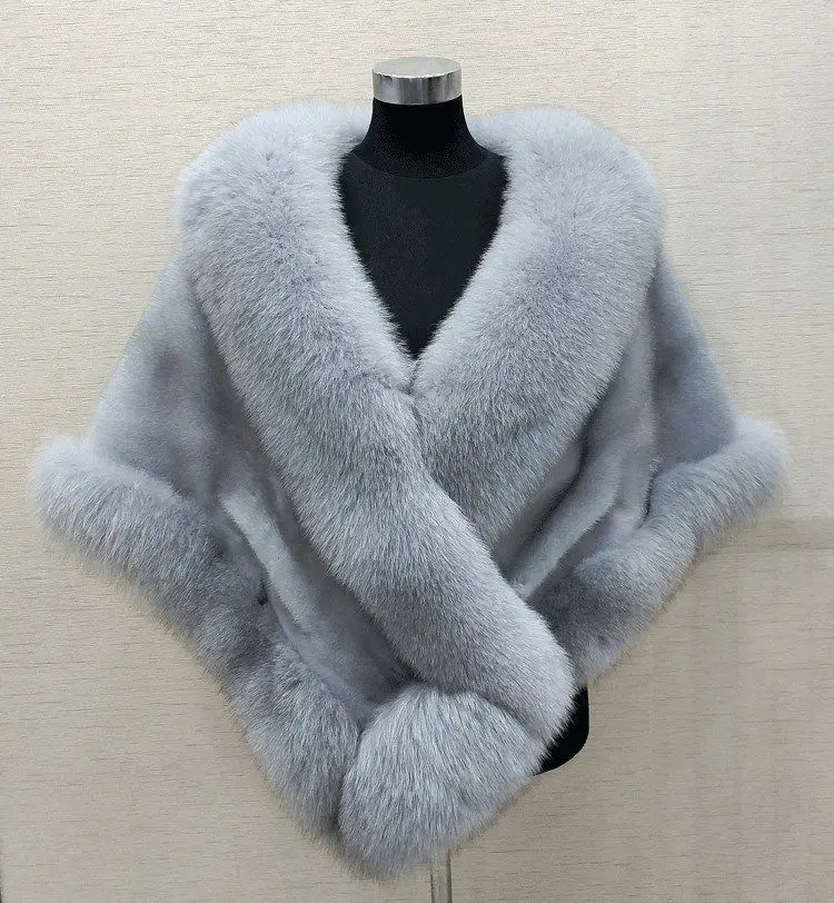 2026 imitation mink women's fox fur collar shawl scarf cloak mink