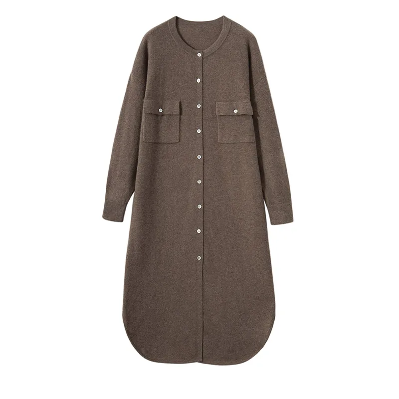 

Женский кардиган из чистого кашемира, длинный мягкий кардиган большого размера с длинным рукавом, Осень-Зима 100%