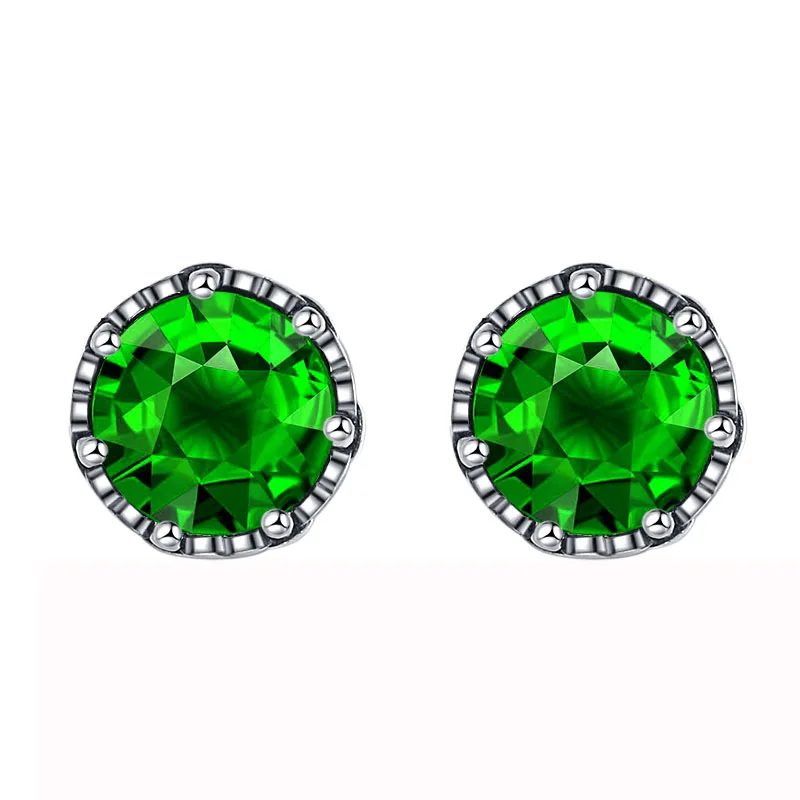 

XSL JIAMEI S925 Sterling Silver Emerald 5A Zircon Ear Studs Retro Compact Cross Flower Ear Ornaments Women's Fine Jewelry Gift