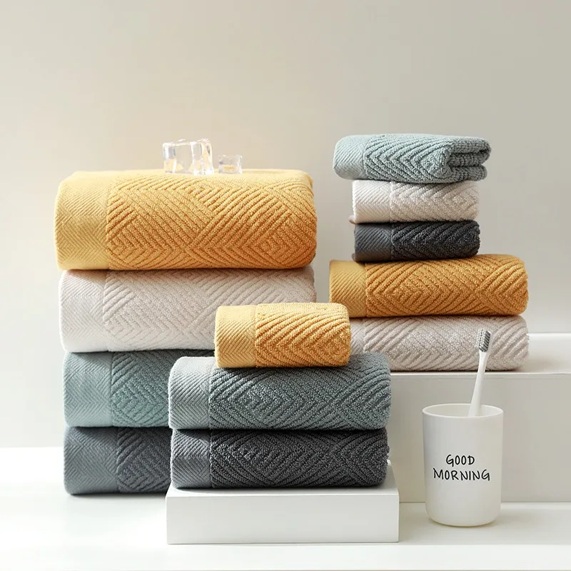 3pcs 100% Cotton Combination Bath Towel Set, Soft Cotton Queen Size Towel, Super Absorbent Bathroom Towel Adult Face