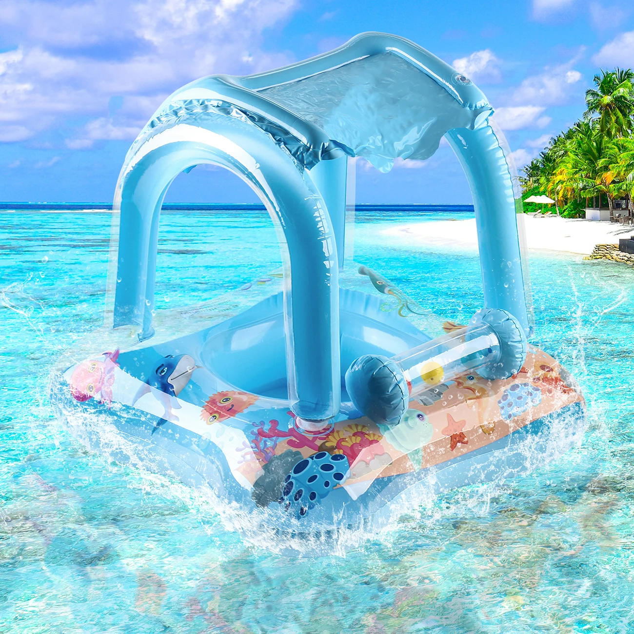 Toddler kids adult inflatable pool floats with bell water swim beach toys party supplies