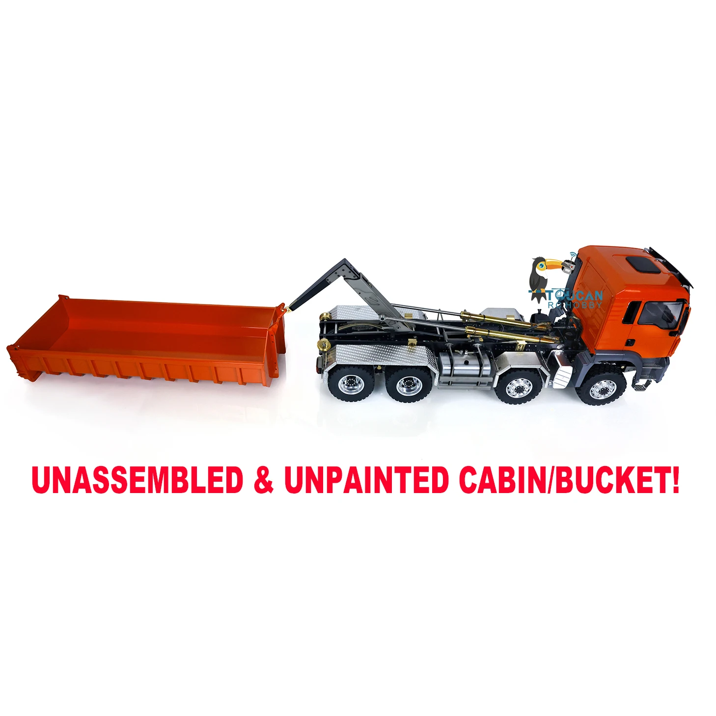 8*8 LESU 1/14 RC Hydraulic Dumper Truck Roll On/Off Truck Unpainted Cabin Remote Control Tipper Tamiyaya Model Building RC Toys 3