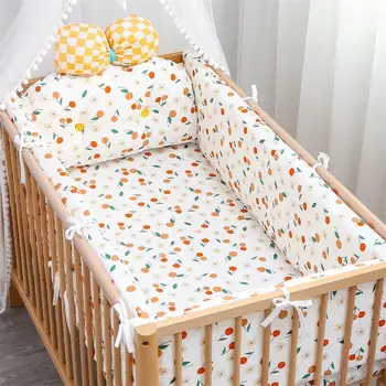 Newborn Cotton Breathable One-piece Bed Bumper Removable Washable Children Bedding Set Four Seasons Universal Cartoon CribBumper 1