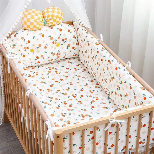 Newborn Cotton Breathable One-piece Bed Bumper Removable Washable Children Bedding Set Four Seasons Universal Cartoon CribBumper 1
