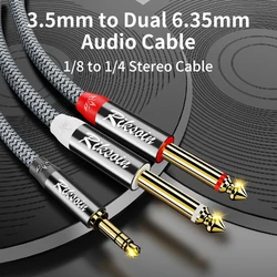Premium Audio Y Splitter Cable - 3.5mm TRS to Dual 6.35mm TS Mono(Adapter Cord - 3m
