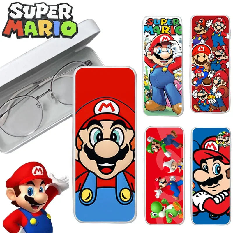 Super Mario Bros Glasses Storage Box Game New Anime Cartoon Hard Eye Glasses Case Protable Case Bullet Buckle Box Student Box