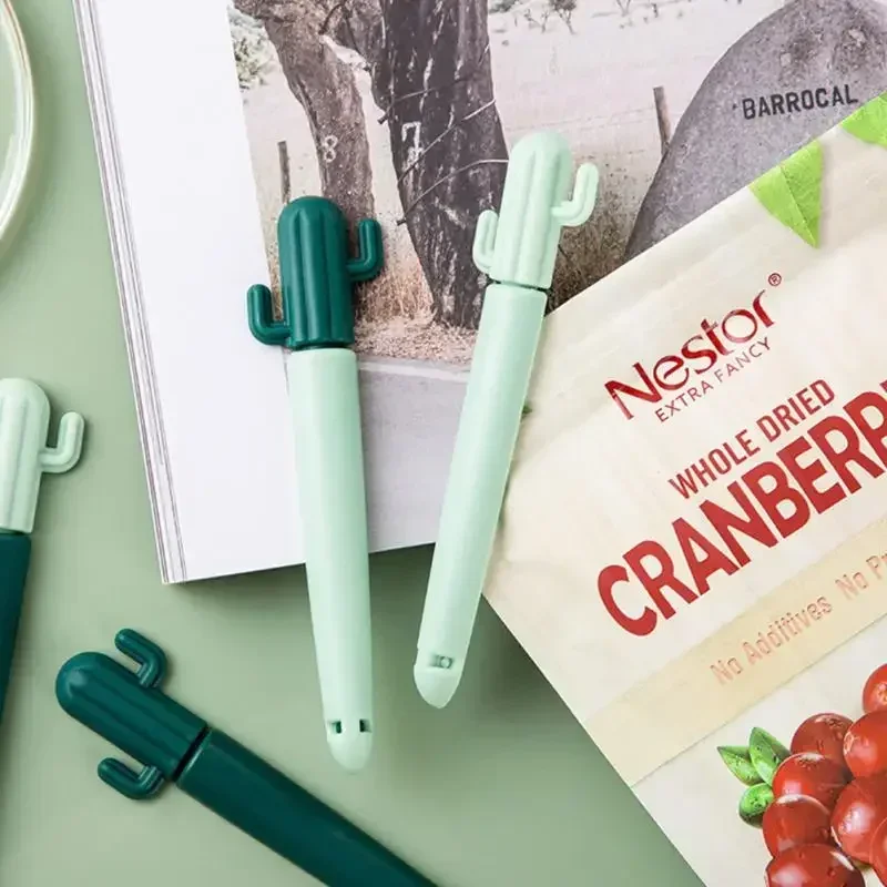 5pcs Candy Color Bag Sealing Clip Snack Fresh Keeping Kitchen Accessories Cactus Plastic Moisture-proof Closure Clamp for Food 2