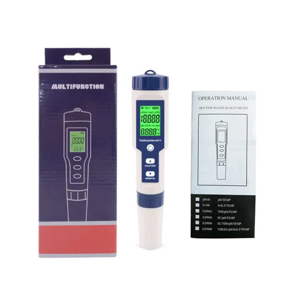  LCD  ׽, PH, TDS, EC, SALT, TEMP , EZ 9909  ׽,  ļ , 5 in 1, ǰ