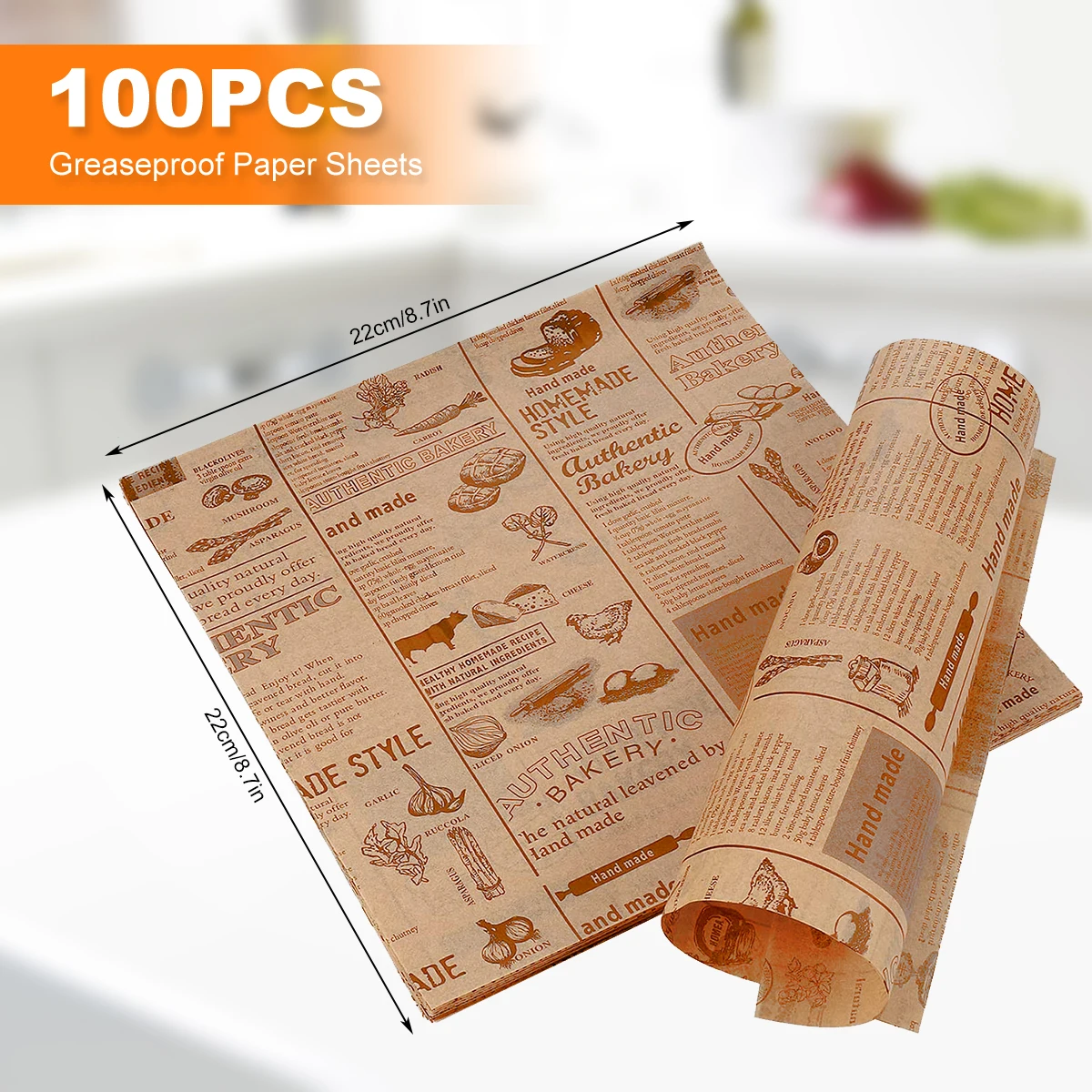 100Pcs Wax Paper Sheets for Food, Parchment Paper, Sandwich Wrapping Paper,  Basket Liners Food Picnic Paper Sheets Greaseproof Deli Wrapping Sheets