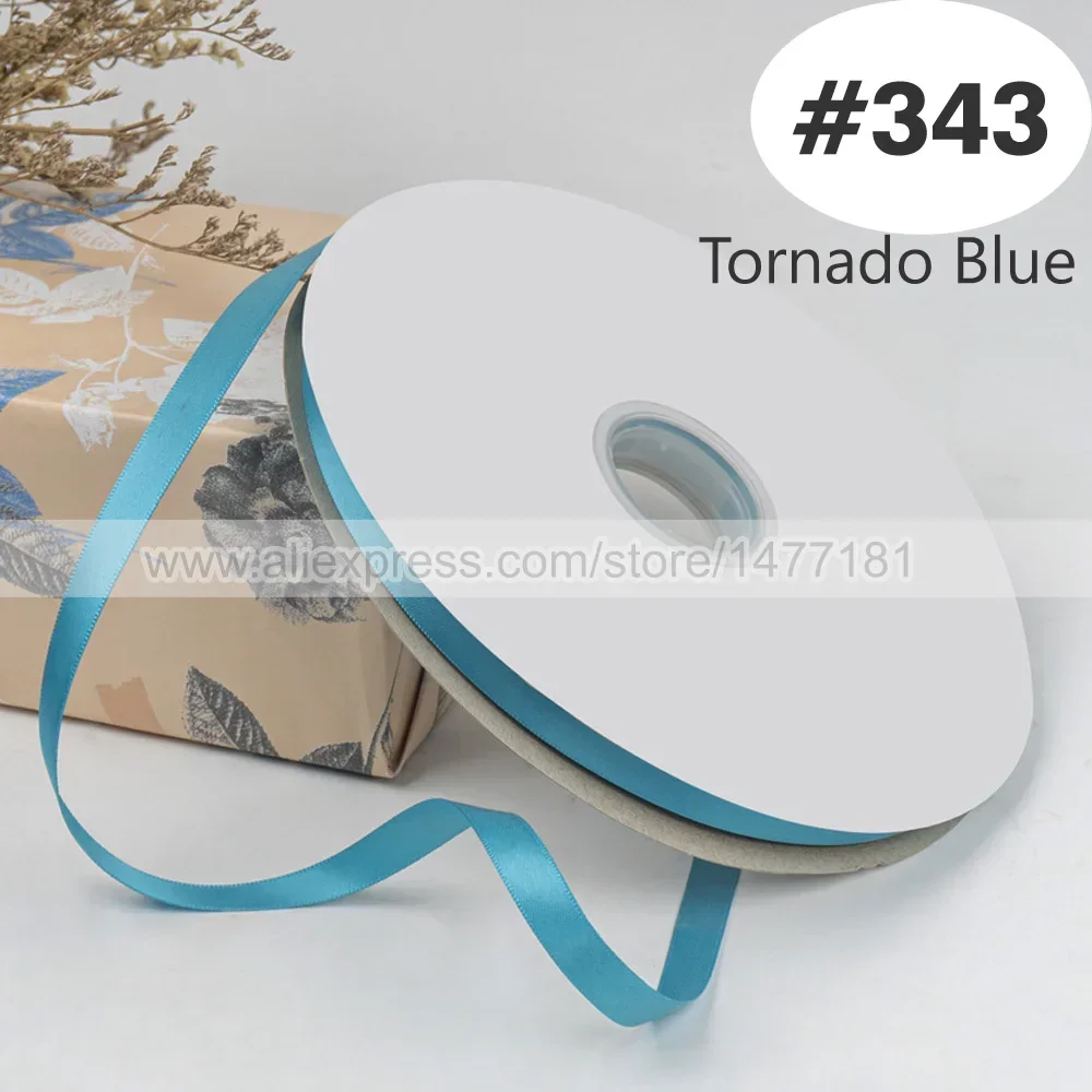 Blue Double Face Satin Ribbon – High-Density Polyester Fabric, Multiple Widths Available, 100 Yards