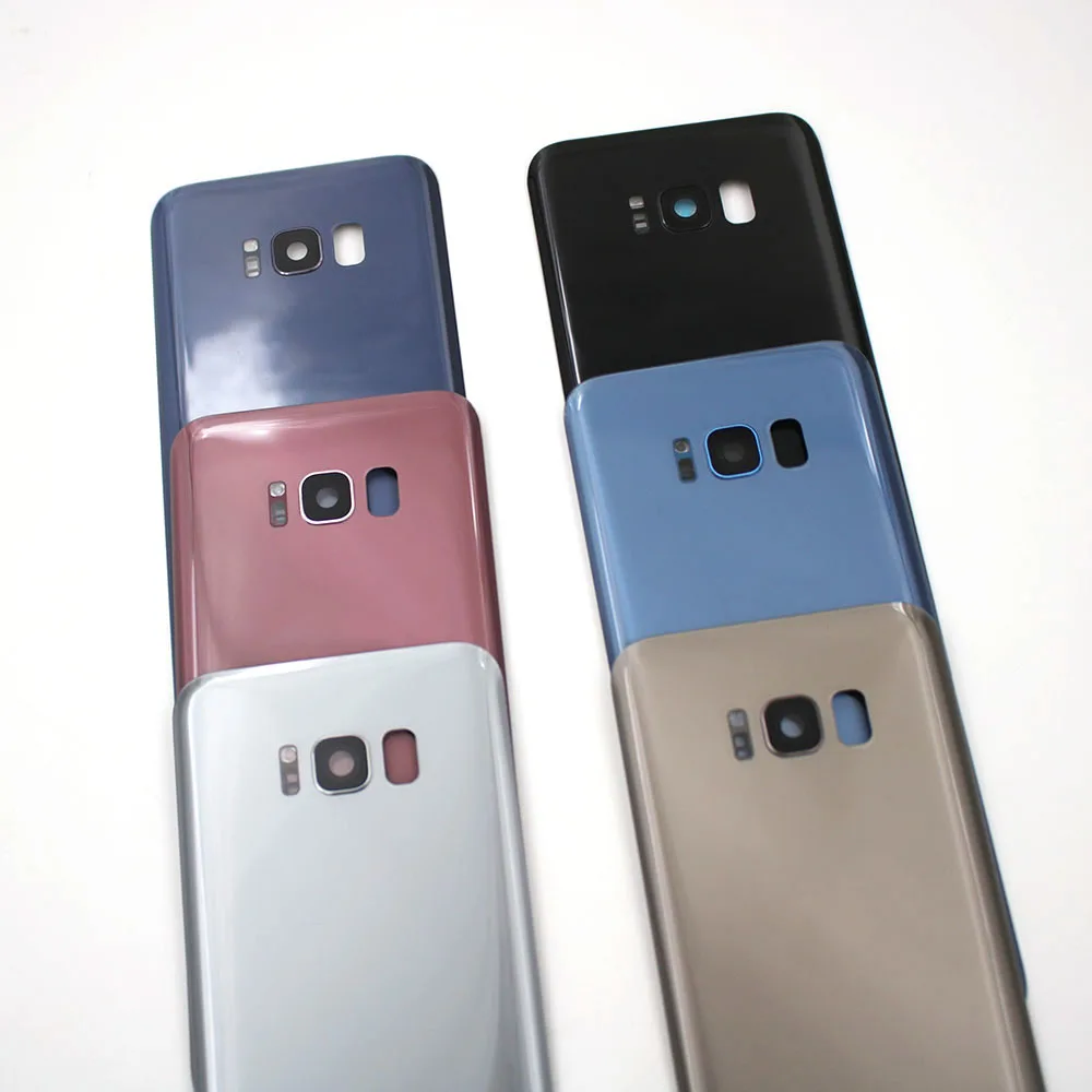 삼성 갤럭시 S8 G950/S8+ 플러스 G955F용 후면 유리 배터리 커버 후면 도어 하우징 패널 수리(카메라 렌즈 프레임 + 로고 포함)