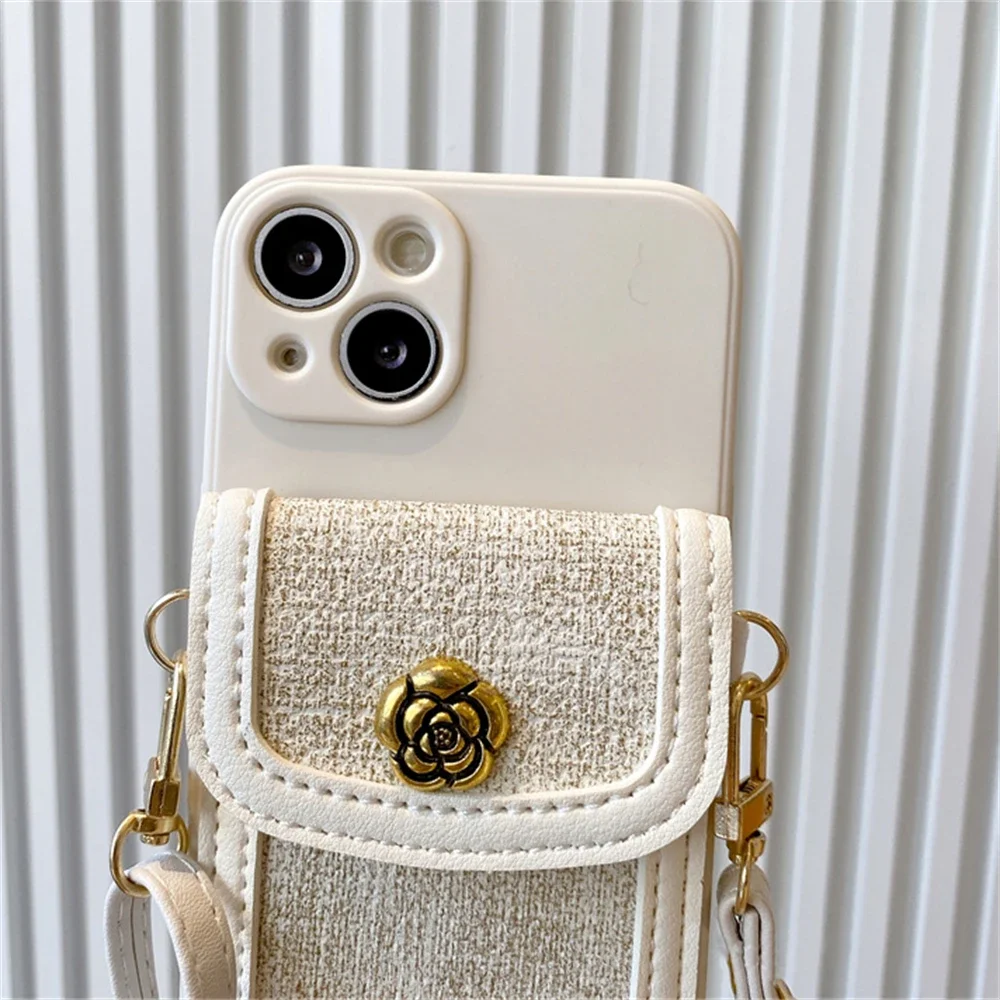 Luxury Flower Leather Wallet Crossbody Lanyard Strap Case