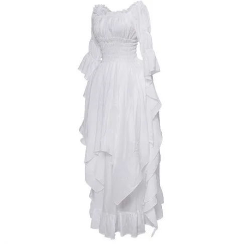 thumbnail image 1 of Vestido victoriano medieval, vestido gótico, elegante vestido gótico renacentista negro con volantes, vestido de mujer para fiesta de cosplay, disfraz de Halloween, talla 5XL, 1 of 4