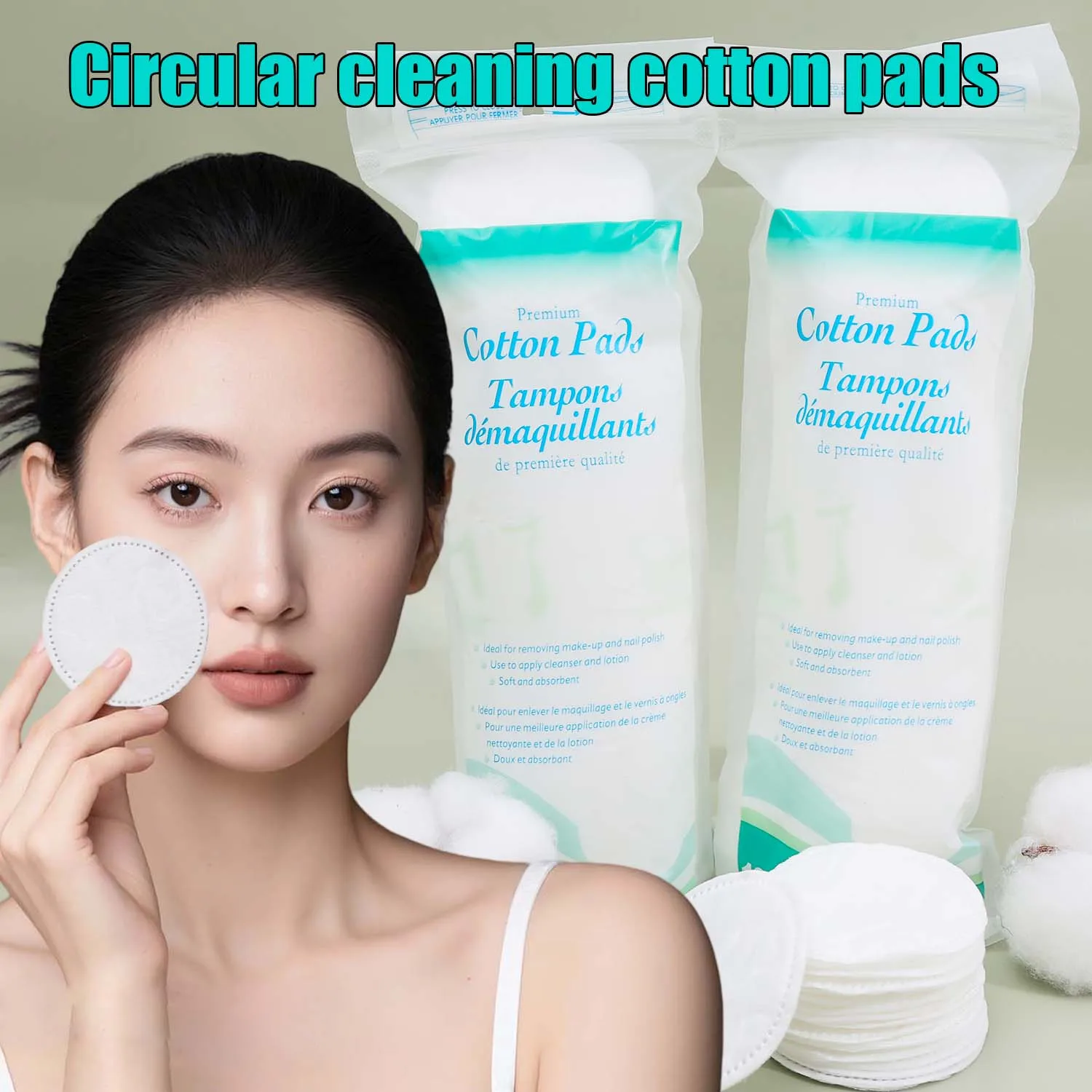 Soft Double Sided Cotton Makeup Remover Pads for Facial Cleansing