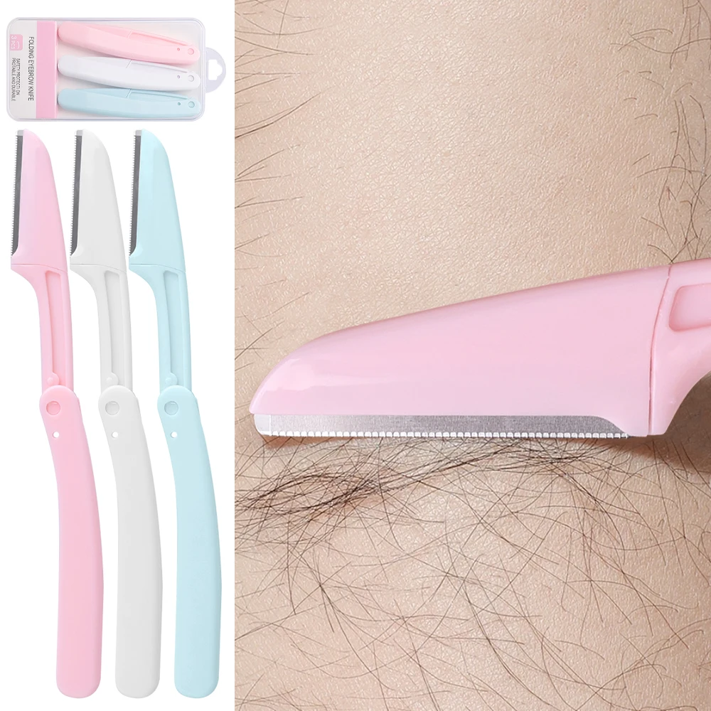 Safe Folding Eyebrow Trimmer for Women Facial Epilators Portable Face Anti Scratch Razor Blade Epilator Set Beauty Makeup Tools
