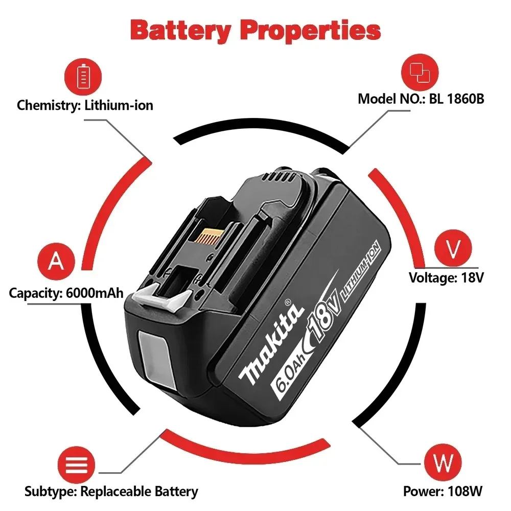 For Makita 18V 5.0Ah 5000mAh BL1830 BL1840 BL1850 BL1860 Lithium Battery
