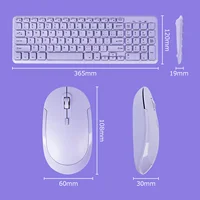 Fashion Keyboard and Mouse Set Wireless PC Gamer Keyboards and Mouse Kit Ultra Thin Office Ergonomic Gaming Keypad Mice Purple - Image 3
