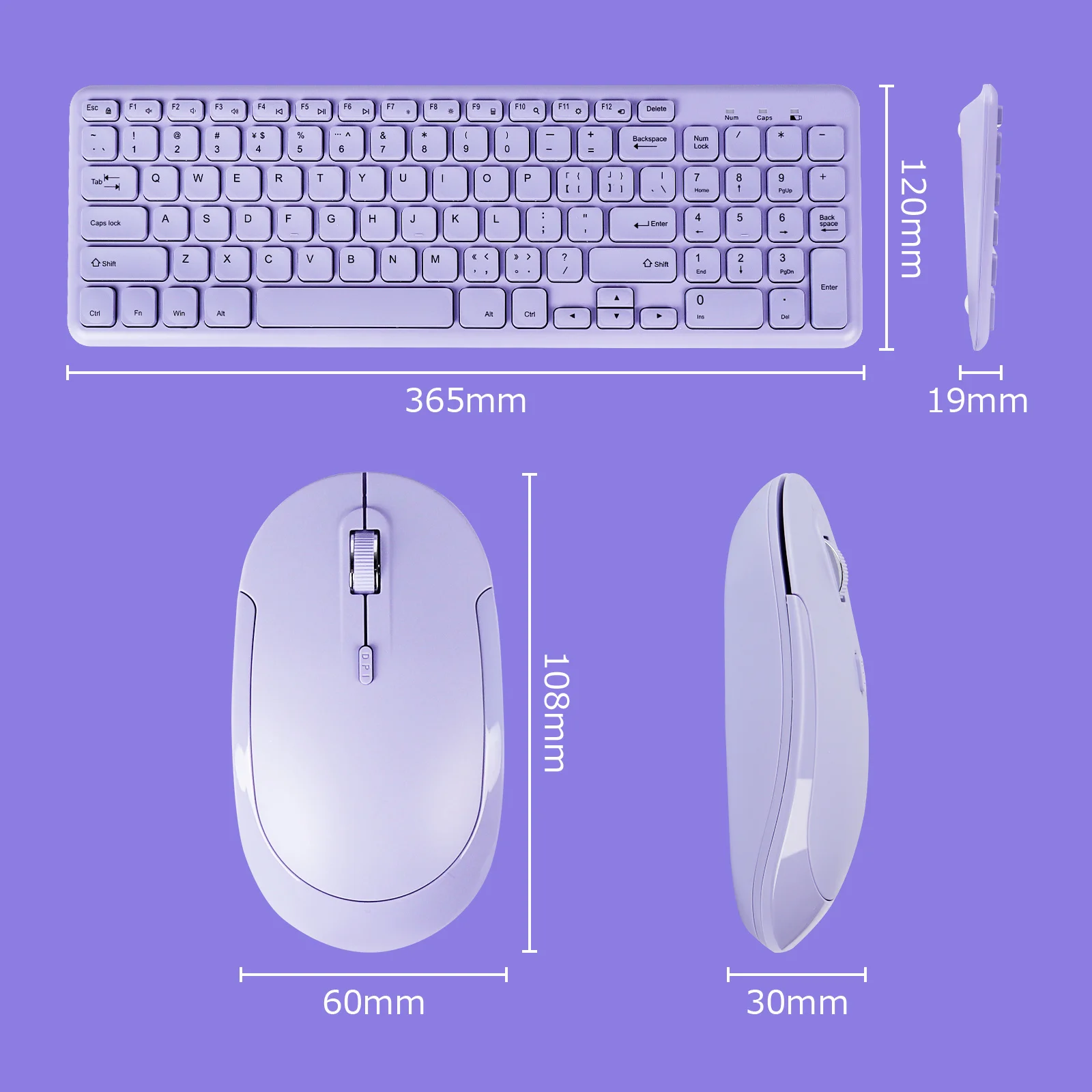 Moda Teclado e Mouse Conjunto de Teclado sem Fio para Computador Gamer Teclados e Mouse Kit Ultra Fino Escritório Ergonômico Gaming Teclado Ratos Roxo - Imagem 2