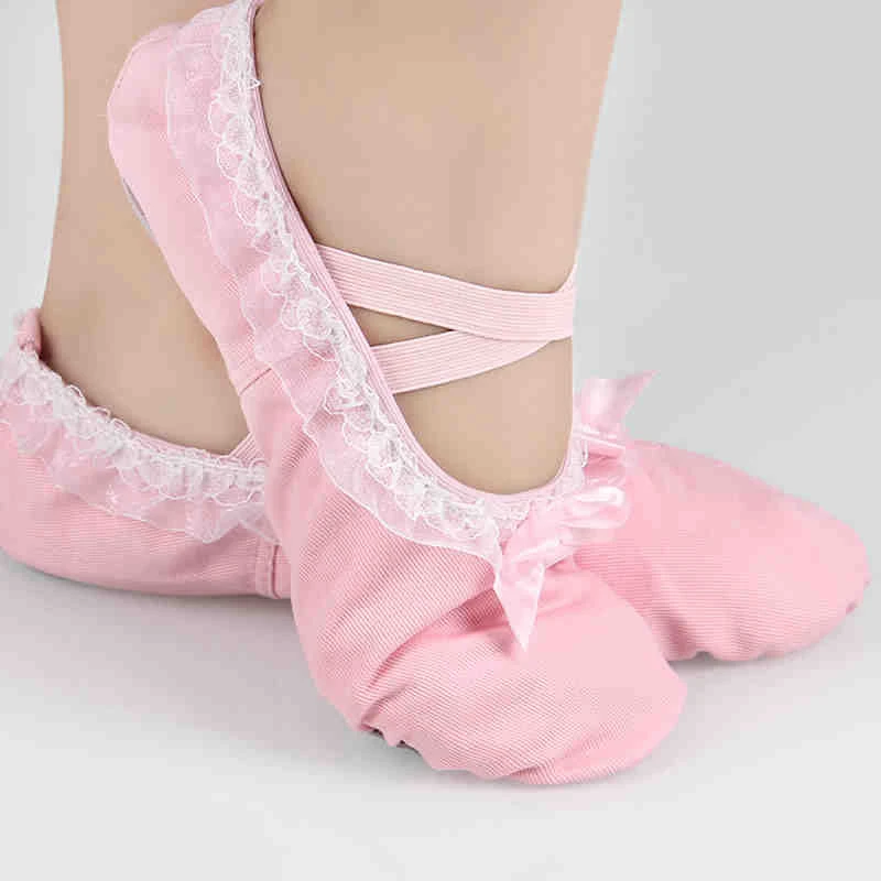 Zapatos de baile de Ballet para niña, zapatillas de de suela suave con lazo de encaje para niña, zapatos de leotardo de lona para gimnasia| Calzado de baile| - AliExpress