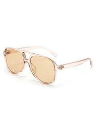 Vintage Chic Double - Beam Retro Square Aviator Sunglasses (PINK)