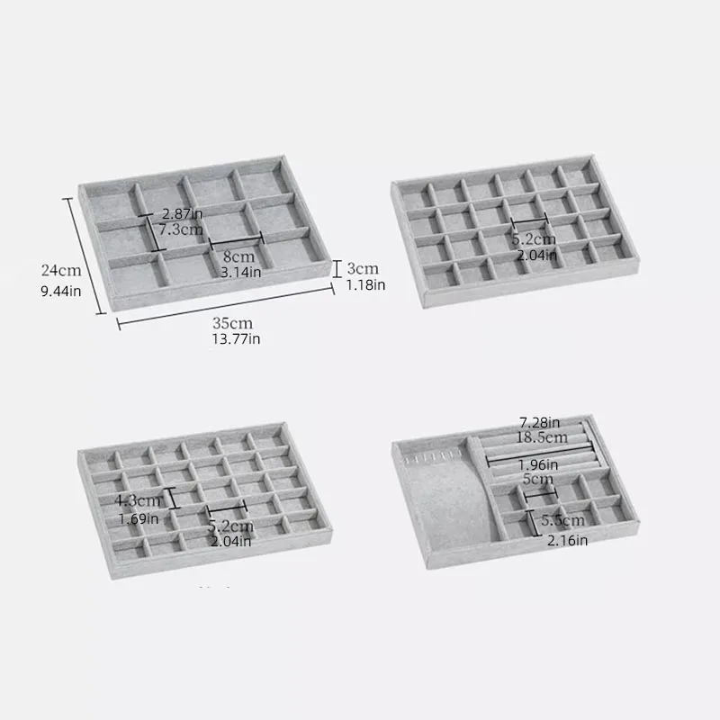 لوحة مجوهرات من الفلانيل الرمادي لوحة عرض المجوهرا...