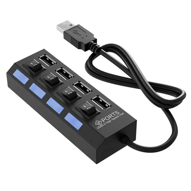 USB 2.0 HUB USB 3.0 Power Adapter Multi USB Ports Power Adapter Expander USB Multi Port Splitter With Switch For Laptop Computer