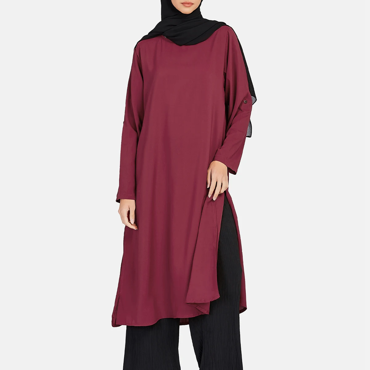 Women's Dress Casual Straight Long Sleeve Loose Top Shirts Muslim Islamic Fashion Blouse Dubai Turkey Tunic Abaya Jilbab S-5XL