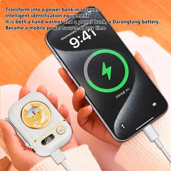 Portable Mini Electric Hand Warmer Cute Pet Pocket Hand Warmer With Flashlight USB Power Bank Hand Heater Temperature Adjustable 4