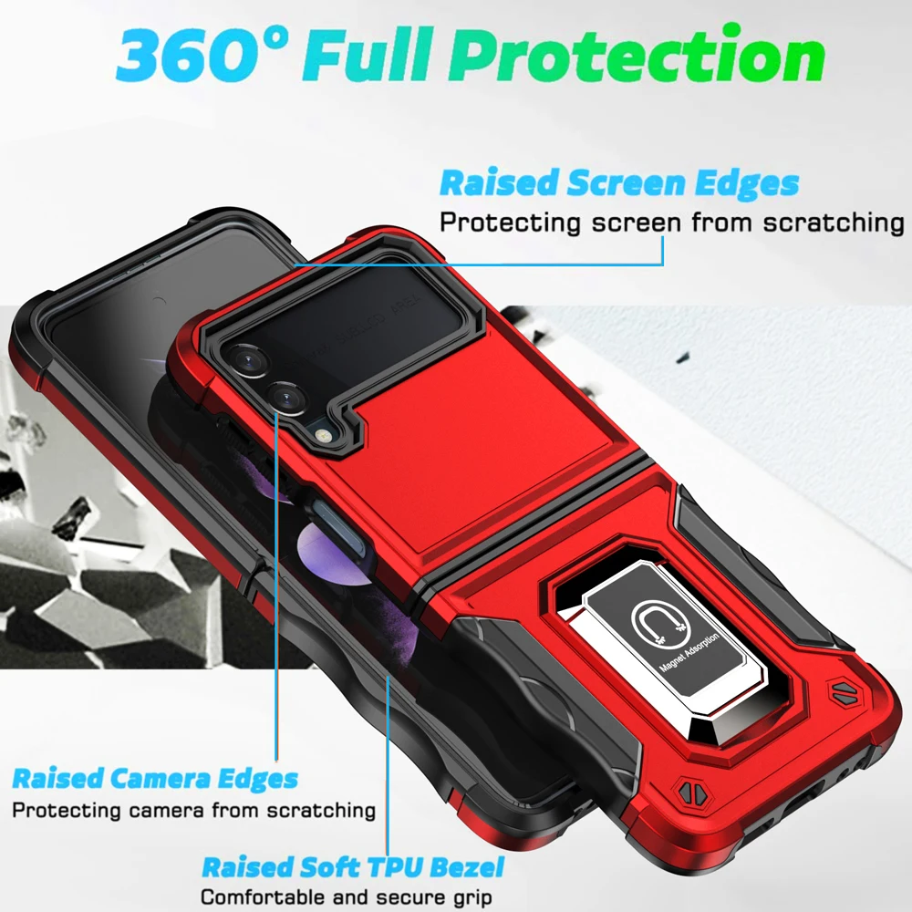 Shockproof TPU Bumper Cover Ring Stand Coque for Samsung Galaxy Z Flip3 Zflip Flip 3 Zflip3 5G 6.7 Case Fundas Protective Shell galaxy z flip3 5g case