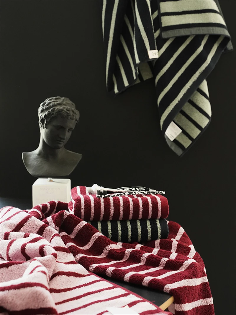 Fashion Striped Cotton Towel Soft Absorbent Adult BathTowel Face Towel Household Towels Luxurious Hotel Bath Supply Beach Towels 2