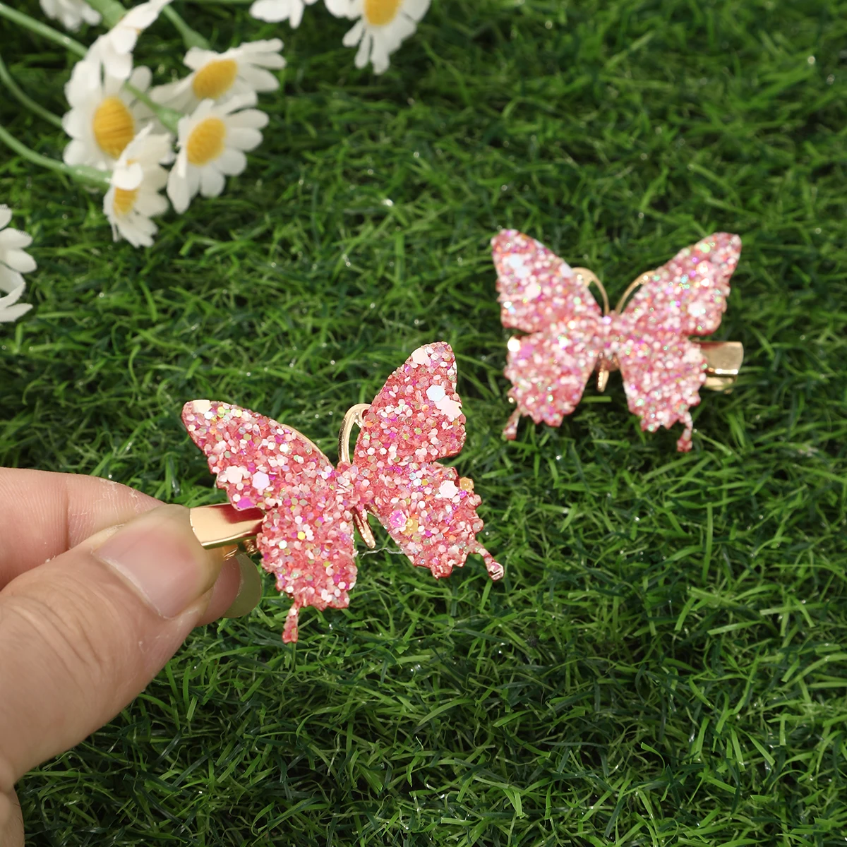 1 Set Shiny Butterfly Duckbill Hair Clips Sweet Exquisite Girls Hairpin Women Cute Headdress Holiday Party Barrettes Hairgrips