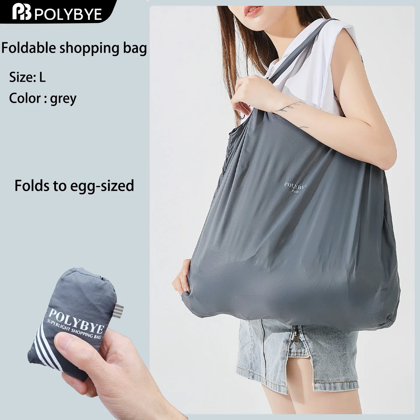 Eco-Friendly Reusable Nylon Tote Bag - Large, Portable, and Waterproof