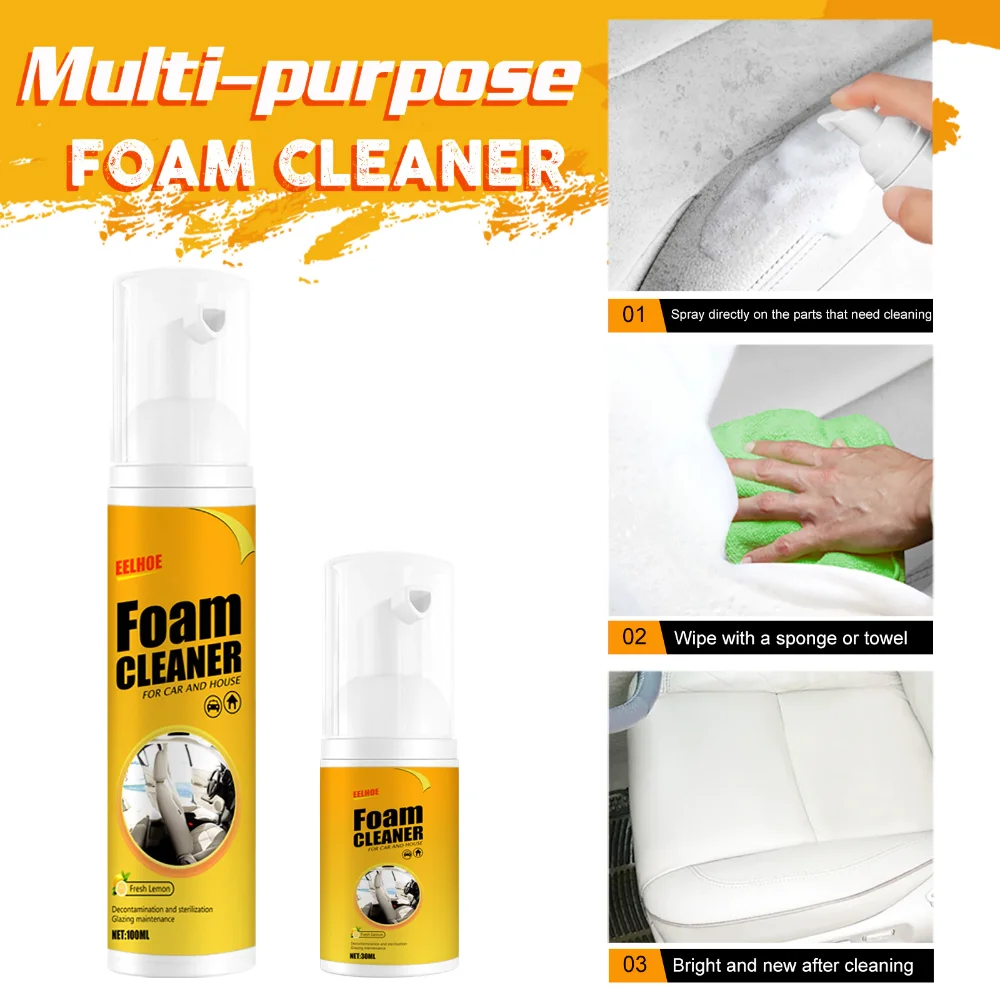 Car Care Multifunctional Foam Cleaner Car Interior Decontamination Leather Seat Cleaner Leather Plastic Cleaning Supplies