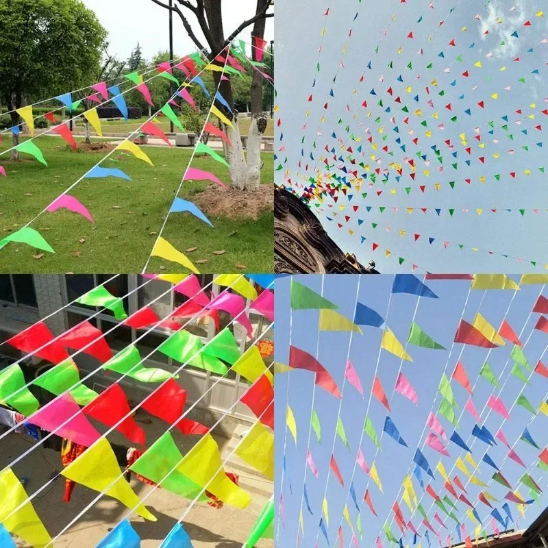 Fanion Bannière 80 Mètres Triangle Fanions Triangle Drapeau Triangle Double Pour Décorer Jardin Mariage Anniversaire Fête Intérieur Extérieur