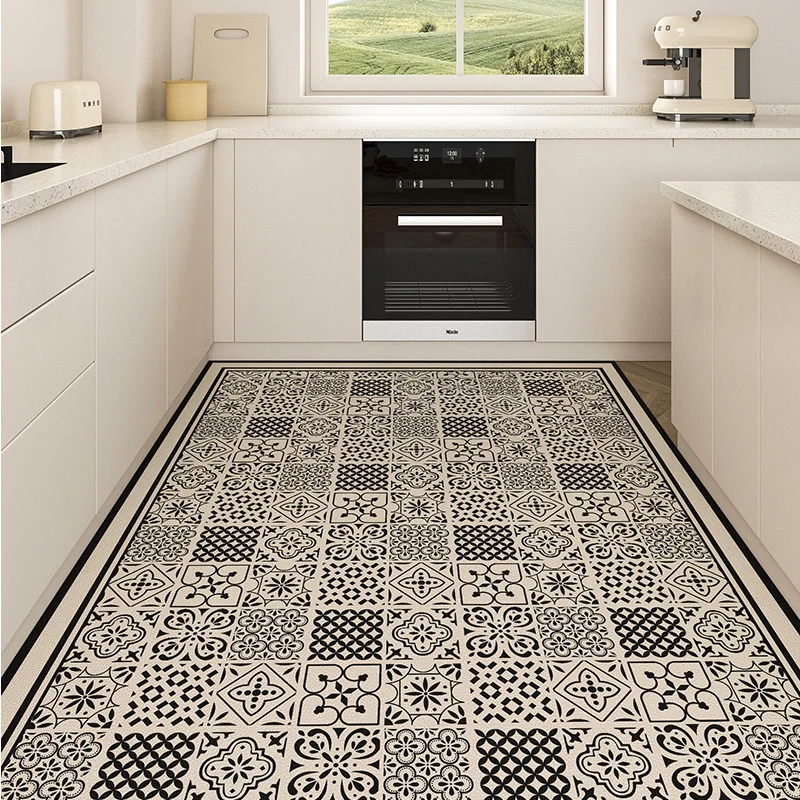 Kitchen Rug Large Area Waterproof Oil-proof PVC Leather Carpet for Living Room Home Decoration Retro Pastoral Door Mat ковер 러그