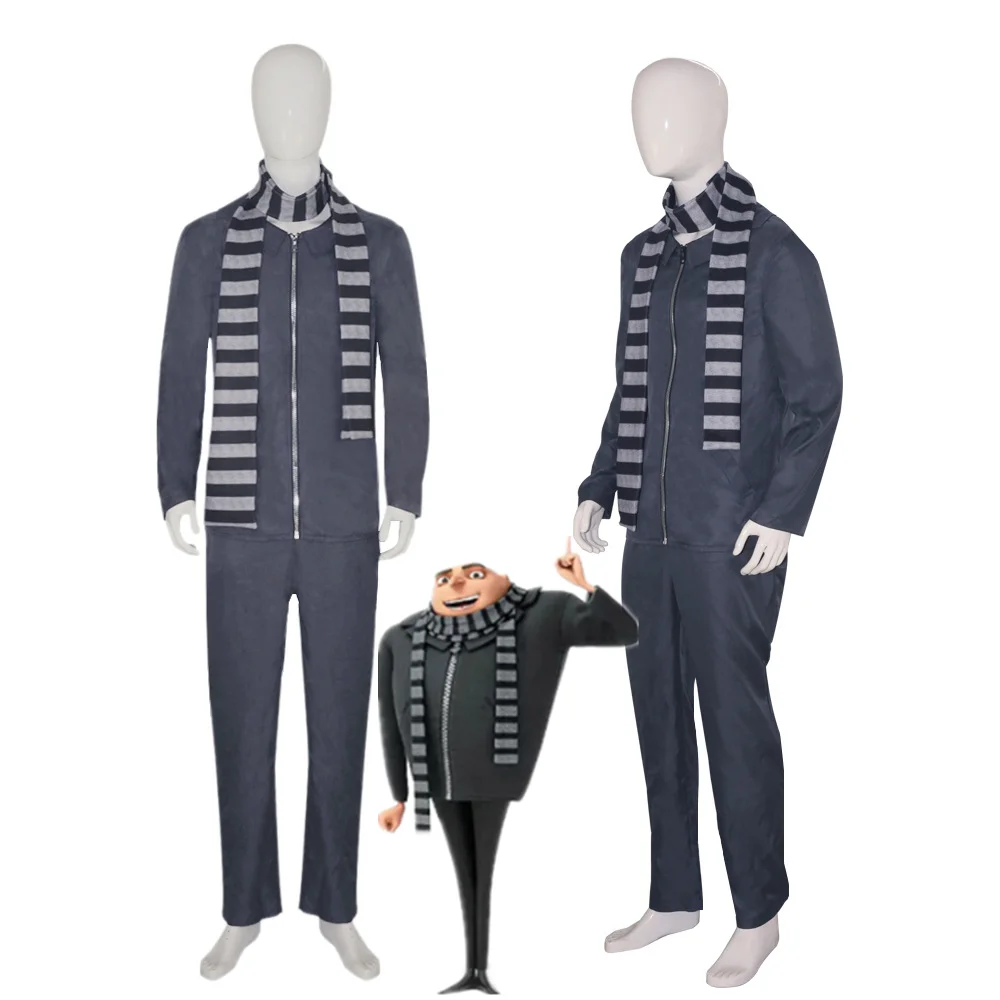Movie Gru Cosplay Costume Coat Pants Scarf for Men Male Disguise Dress ...