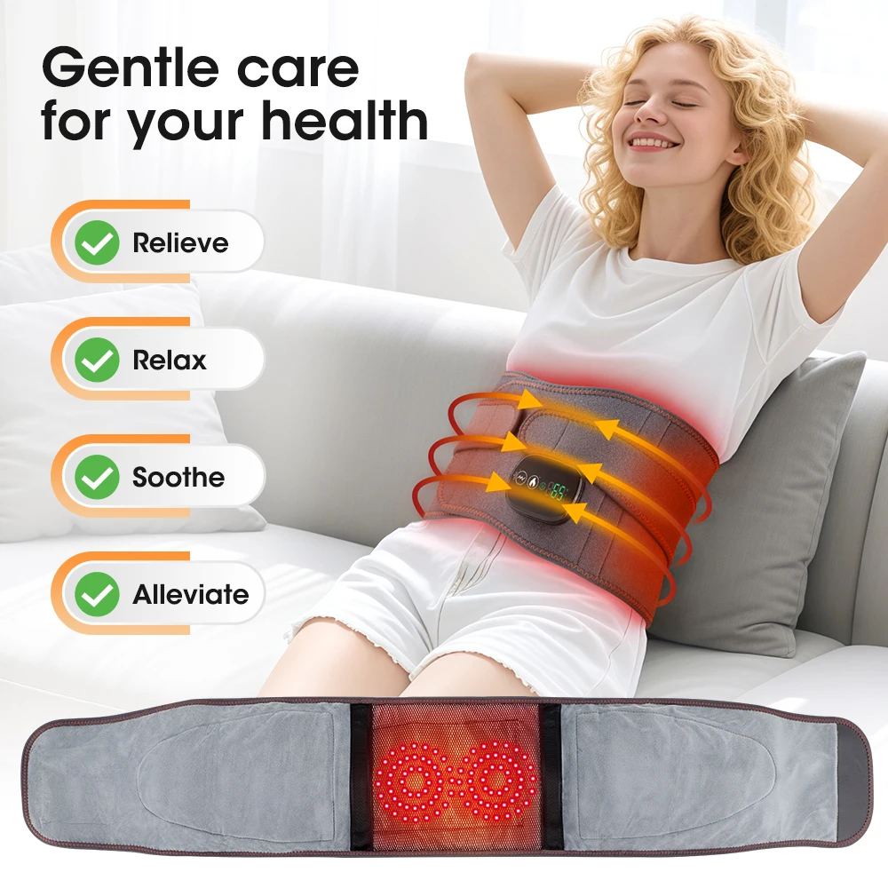 Electric Heating Waist Massager Vibration Hot Compress Support Brace Belt Back Relax 3 Gear Adjustment Heated Massage Waist Belt