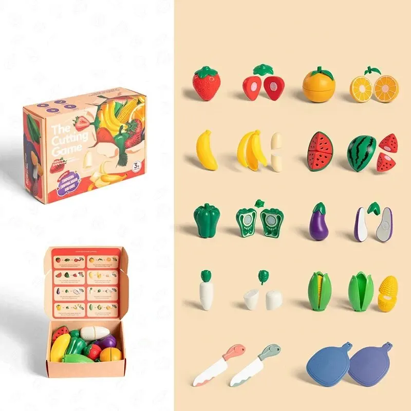 Children Pretend Play Cooking Toy Simulation Food Fruit Vegetable Kitchen Toy Montessori Educational Interactive Toy for Girls